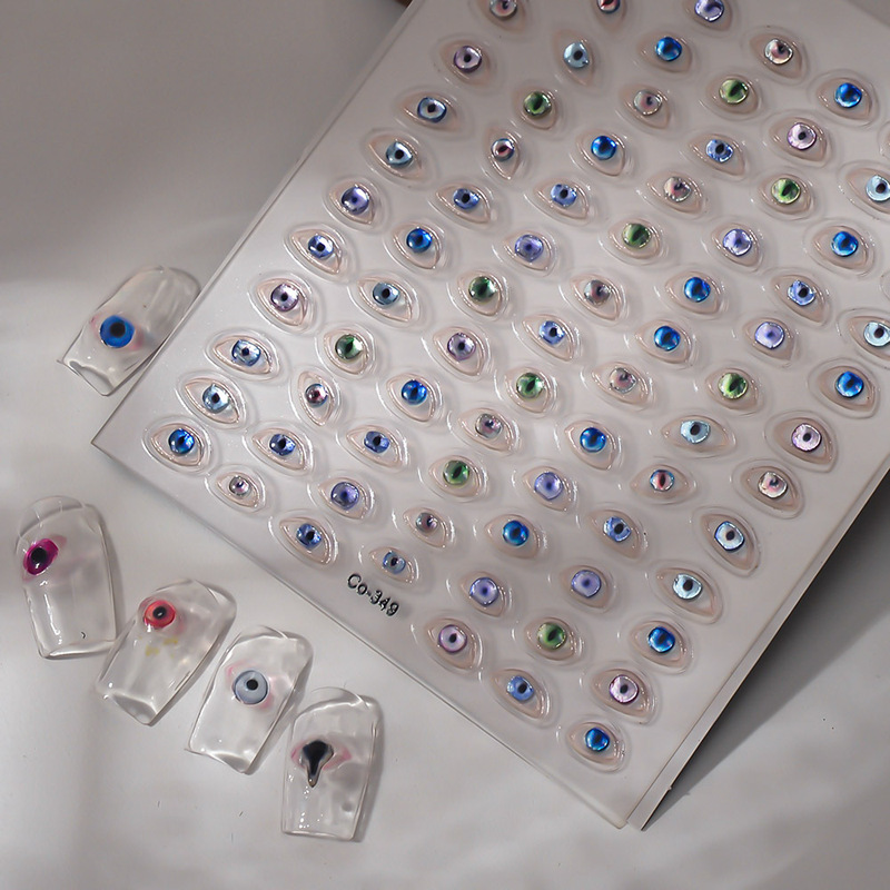 Foreign Trade Supply Devil's Eye Nail Stickers High-Gloss Jelly Hot Stamping Double Process Sweet Cool Realistic Contact Lens Eye Nail Stickers Foreign Trade Supply Devil's Eye Nail Stickers High-Gloss Jelly Hot Stamping Double Process Sweet Cool Realistic Contact Lens Eye Nail Stickers