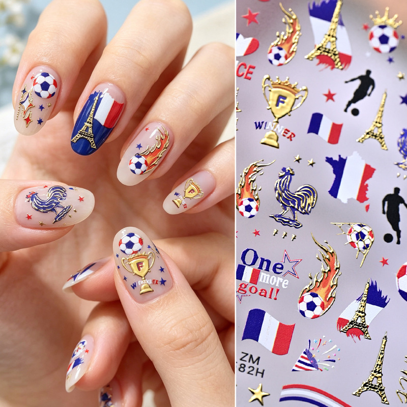 Cross-Border World Cup Football-Themed Nail Stickers Brazil France Fan Competition DIY Wearable Nail Decoration Cross-Border World Cup Football-Themed Nail Stickers Brazil France Fan Competition DIY Wearable Nail Decoration