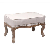 European and American retro style footstool French country fabric footrest Solid wood single sofa footrest living room shoe changing stool