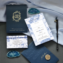 Prussian blue invitations wedding invitations high-end customizable wedding invitations business banquets Missugar wedding products