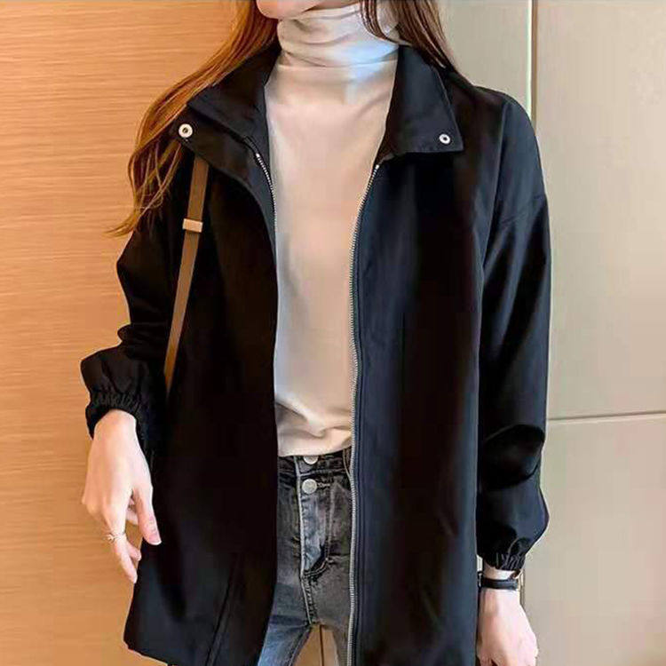 Black Tooling Jacket Woman Spring Autumn Season 2021 New Korean version Loose 100 Hitch Leisure Retro Port Taste Jacket