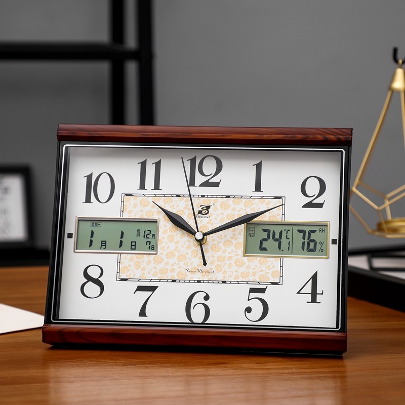 Brief Chinese placing seat clock multifunction Wanning-dining room desktop sitting bell multifunctional desk desktop clock-Taobao