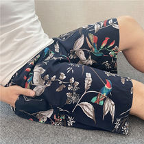 Summer ultra-thin mens cotton silk artificial cotton large pants beach pants home pants plus fattening up pure cotton shorts pyjamas