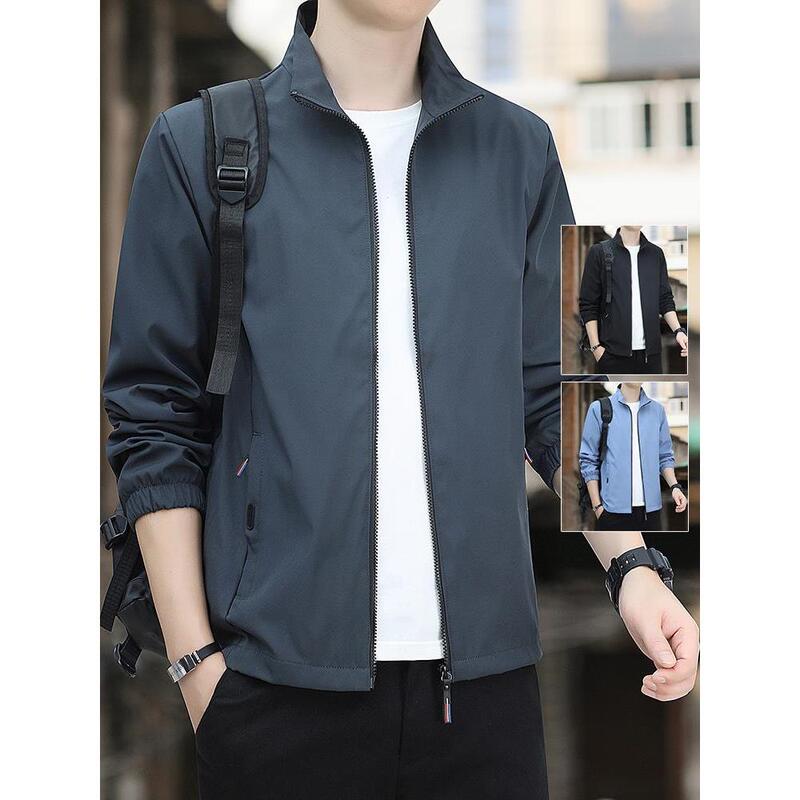 Pierre Cardin Men's Jacket 2026 New Spring, Autumn and Winter Solid Color Stand Collar Trendy Casual Top