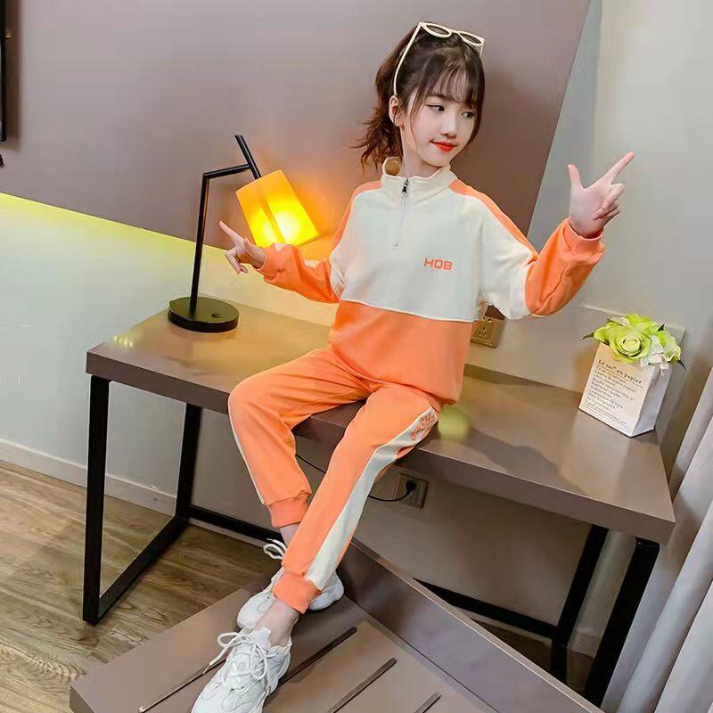 National tide Li Ning co-branded girls' suit autumn thickening 2020 new children's spring and autumn foreign style middle-aged virgins