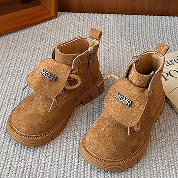 Children's Boots 2025 New Autumn and Winter Single Boots Genuine Leather Soft Sole Short Boots Kidsren's Shoes Student Shoes Zipper Shoes Leather Boots