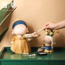 Light luxury creative cute Pearl Girl living room bedroom soft decoration housewarming new home gift tray ornaments