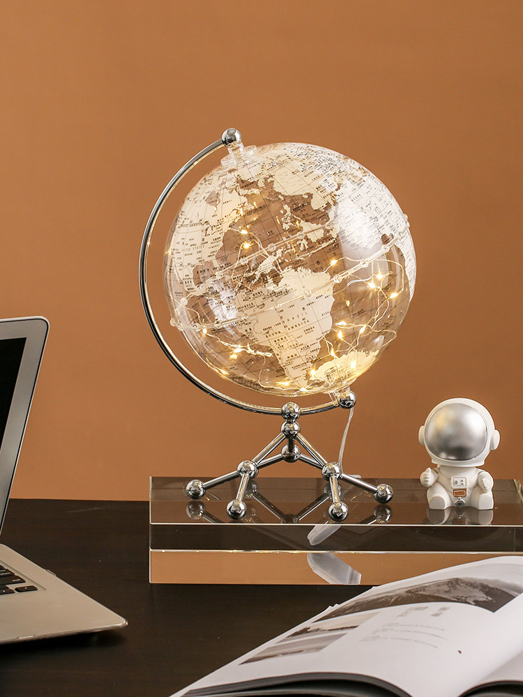 Creative transparent globe ornaments light luxury high-end home living room TV cabinet study New year desktop decorations