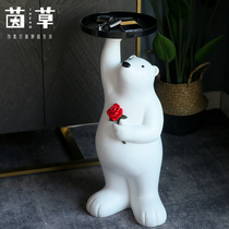 Violence bear big pendulum next to the TV cabinet next to the bear ornament large floor living room decoration Tray storage