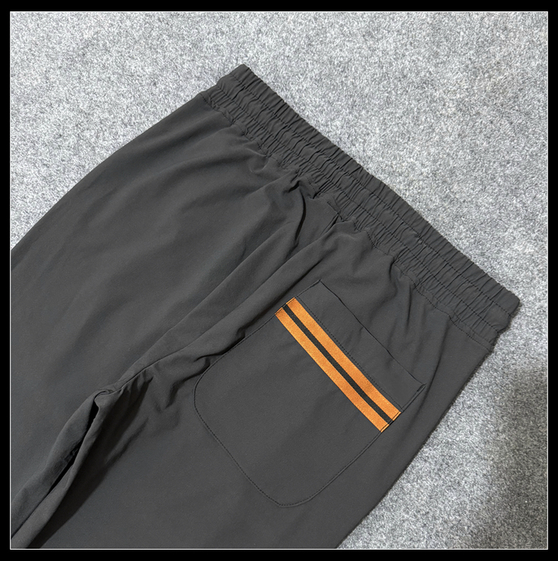 Outstanding Quality Men's Elastic Fabric Pants with Orange Decorative Strip on the Back and Drawstring, Outdoor Straight-Leg Casual Sweatpants