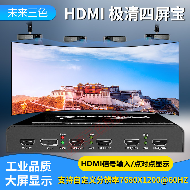 Four Screen Treasure Screen Treasure Extension Instrument Ring Arc Folding Curtain Projector Fusion Software 1-in 4 Out-of-point Pairs Splicing