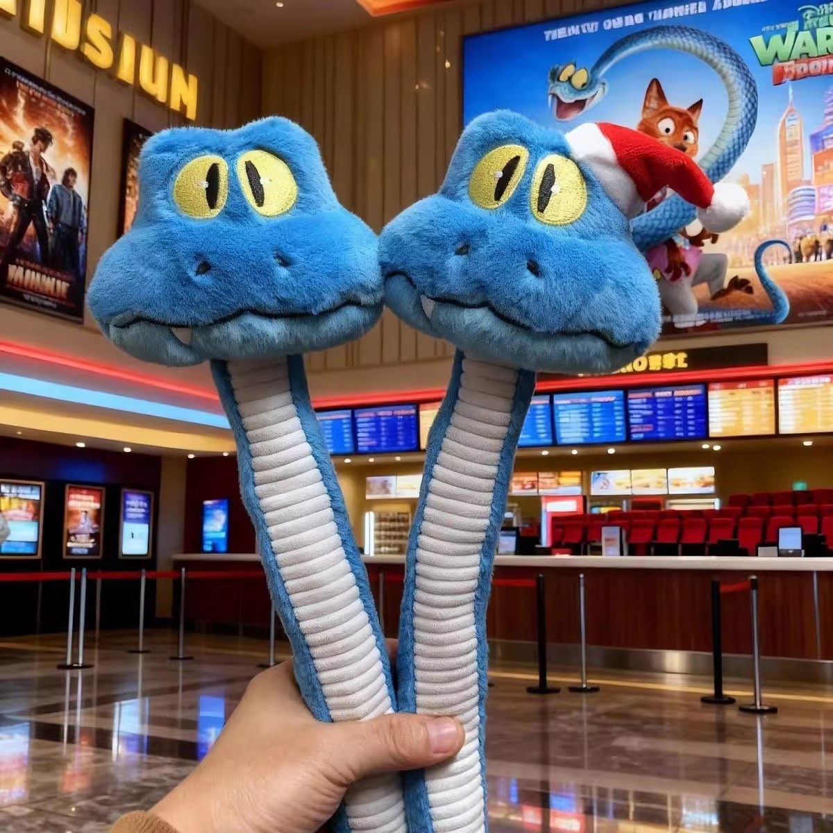 Crazy Animal Gary City New Blue Snake Plush Doll, Can Be Pinched and Shaped, New Year Gift Toy Pendant Figurine