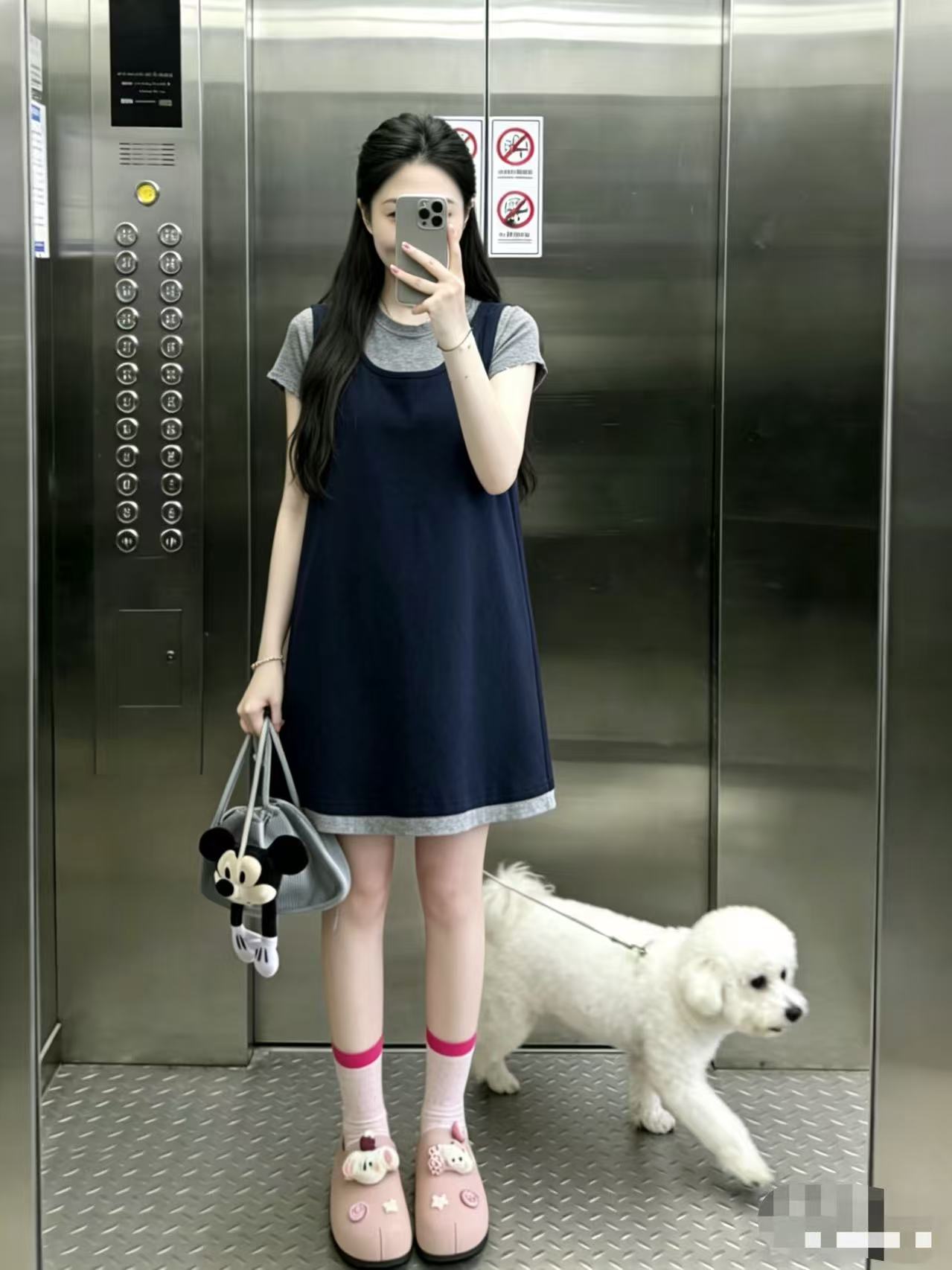 Maternity Dress Summer 2026 New Style Short Dress for Pregnant Women Summer Korean Style Fake Two-Piece Short-Sleeved A-Line Dress Summer — 4