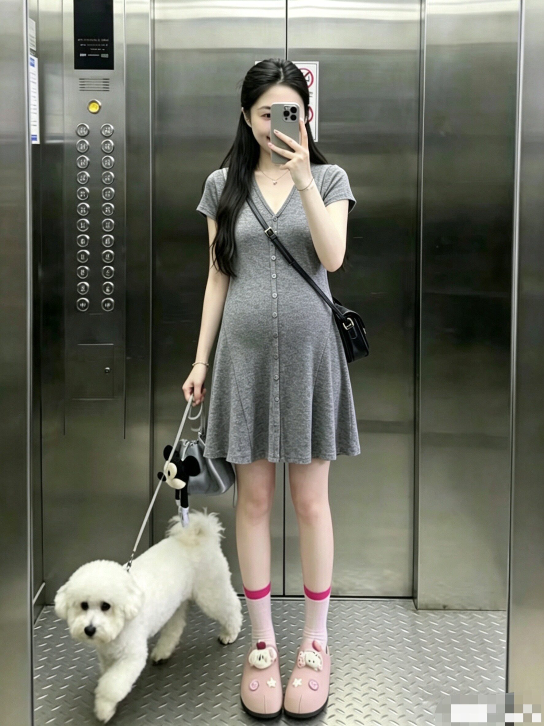 Maternity Dress Summer 2026 New Style Short Dress for Pregnant Moms, High-End French Style Slimming Hot Mom Outfit Long Dress for Summer — 5
