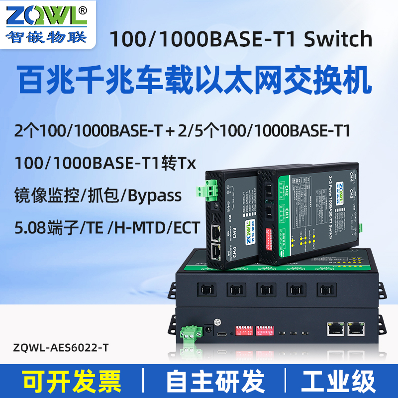 Smart Iot Gigabit/100M Car Ethernet Switch 100/1000Base-T1 Mirroring Monitoring Packet Capture Data Monitoring Vlan