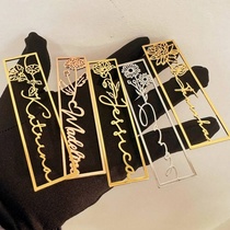 European and American personalized birthday flower name bookmark custom golden English birthday flower stainless steel bookmark commemorative gift