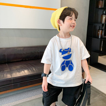 Boy short sleeve T-shirt 2022 new summer dress handsome children thin casual half sleeve male child foreign gas shirt tide