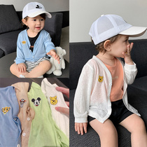 Baby Sunscreen Ultra Slim Fit Summer Dress Cartoon Air Conditioning Suit Summer Male And Female Child Foreign Air Cardiovert Blouses