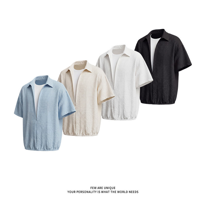 Ocllin Official Faux Linen Versatile Two-In-One Shirt Breathable Summer Polo Shirt with Collar Oclline Trendy Ocllin Official Faux Linen Versatile Two-In-One Shirt Breathable Summer Polo Shirt with Collar Oclline Trendy