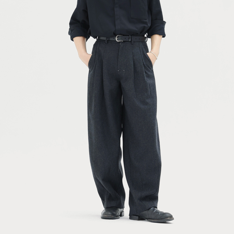 Late-Release Patterned Wool Autumn and Winter Warm Skin-Friendly Anti-Wrinkle Drapey Elastic Waist Wide-Leg Pants Late-Release Patterned Wool Autumn and Winter Warm Skin-Friendly Anti-Wrinkle Drapey Elastic Waist Wide-Leg Pants