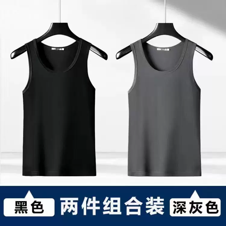 Летняя тонкая шелковая футболка с круглым воротом без рукавов, slim fit