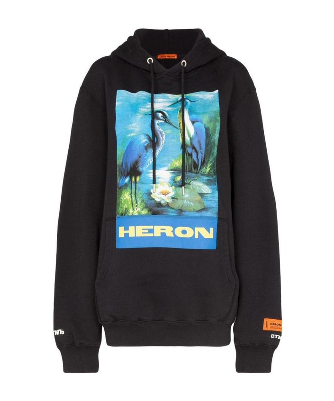Heron Preston Unisex Black Heron Print Long-Sleeved Sweatshirt