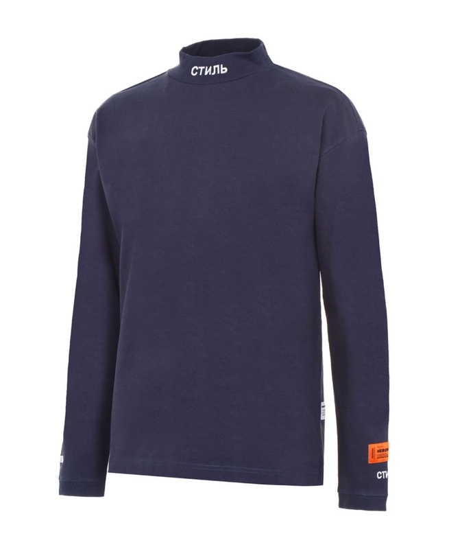 Heron Preston Unisex Blue Logo Embroidered Collar Long-Sleeve T-Shirt