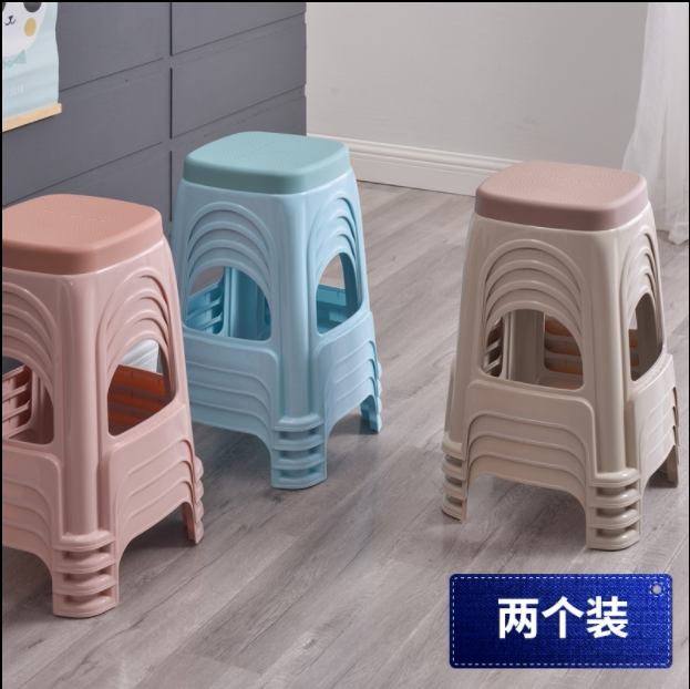 Plastic stool high stool thickened home living room adult bench dining table stool economical cooked glue board simple non-slip