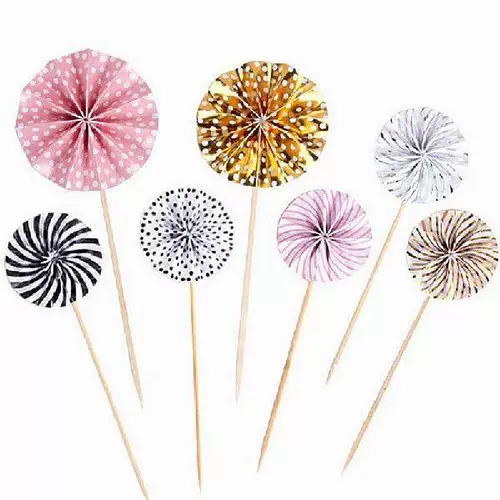 4pcs/lot mini Paper Fan Cake Topper Cupcake Toppers Kids