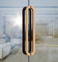 Custom carved solid wood semi-circular glass door handles door handles log special-shaped sliding wooden doors shop handrails