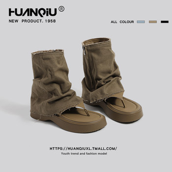 Global French-Style Trouser Boots for Women 2025 New Summer Breathable Thong Sandals Loose Versatile Niche Short Boots