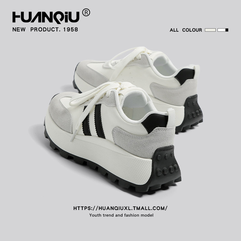 Universal Waffle Agan Shoes Women's 2025 New Autumn Student Sneakers Thick-Soled Height-Increasing Niche Running Shoes