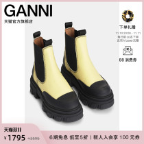Ganni womens shoes 2022 new color-blocking matte leather color-blocking thick bottom Chelsea boots S1926321