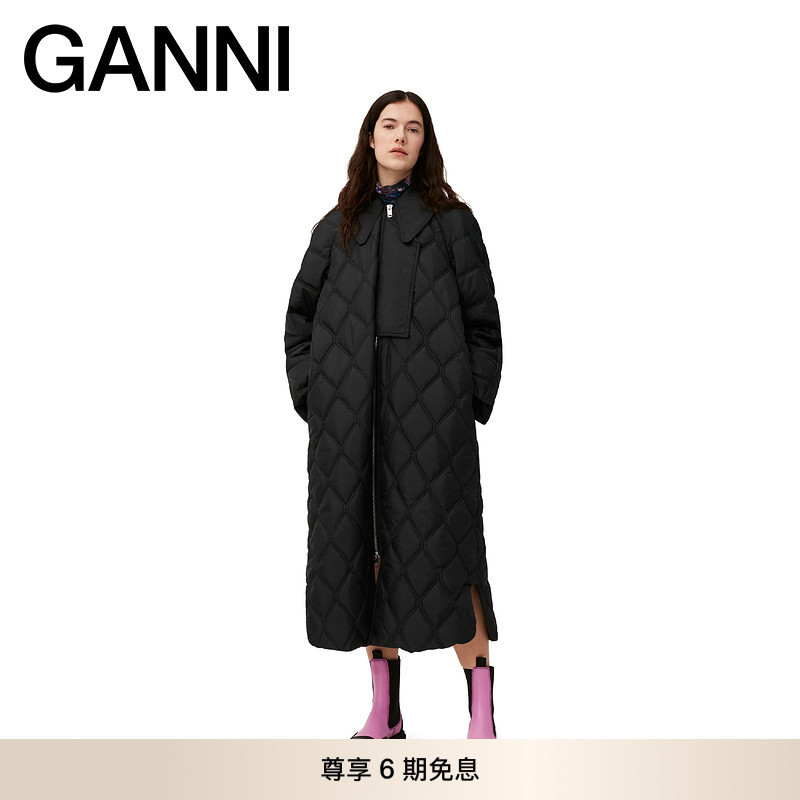Ganni Women's Clothing Lapel Long Early Autumn Zippered Versatile Cotton Jacket Fashionable Loose Coat F7327099 Ganni Women's Clothing Lapel Long Early Autumn Zippered Versatile Cotton Jacket Fashionable Loose Coat F7327099