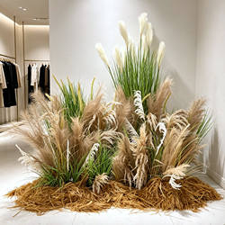 Artificial Reed Grass and Flower Arrangements for Summer Clothing Store Window Decorations and Scene Setup