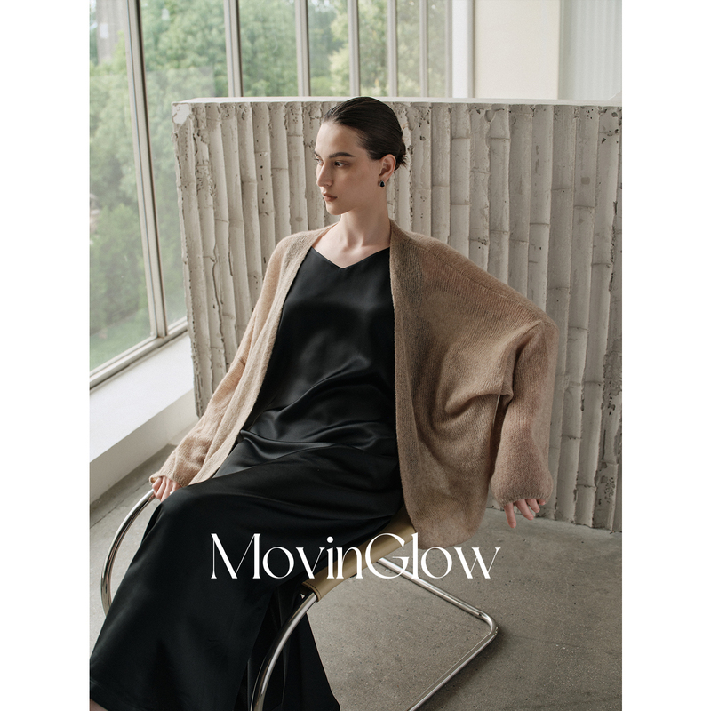 Movinglow｜【Celebrity Style】 Cloud-Like Bare Sensation Cashmere and Mulberry Silk Lightweight Warm Lazy Knit Cardigan