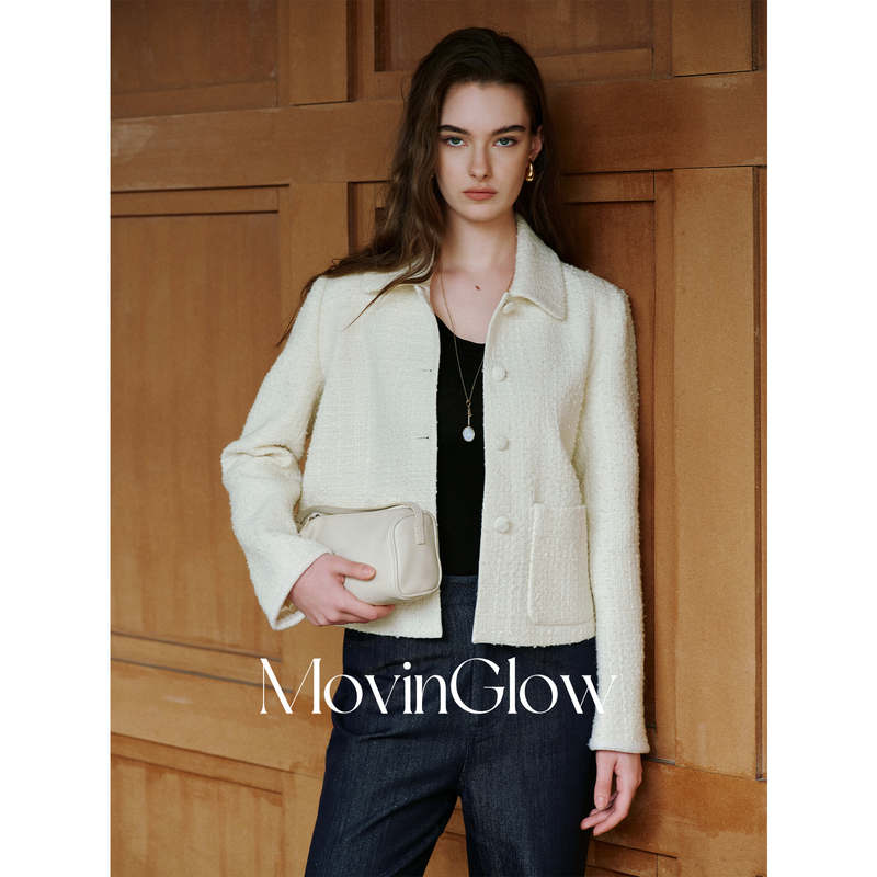 Movinglow|Moonlight Handwritten Wool Knit Textured Tweed Lapel Short Chanel-Style Jacket Movinglow|Moonlight Handwritten Wool Knit Textured Tweed Lapel Short Chanel-Style Jacket