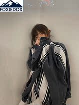 FOXIEDOX spring 2021 new fashion loose copper ammonia silk cut contrast stitching stormtrooper jacket female