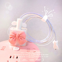 Teenage Girl Hearts Butterfly Knot applies Apple 12 11por charger protective sheath iPhone Phone winder anti-break