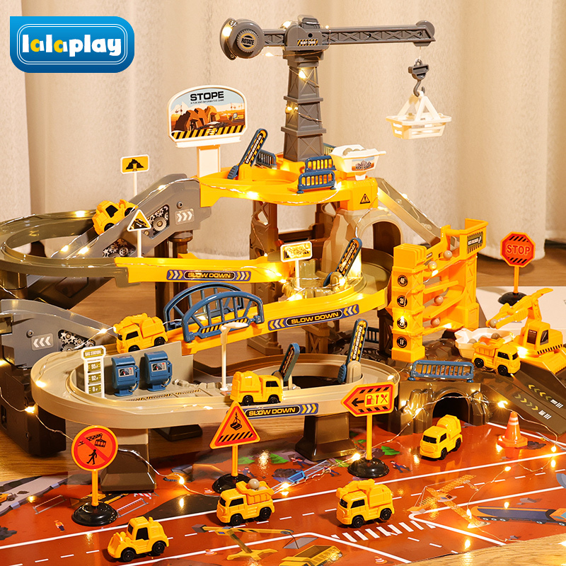 Engineering Rail Car Sliding Train Parking Lot Car Adventure Game 3-4 Year Old Toy Boy Educational Children's Toy