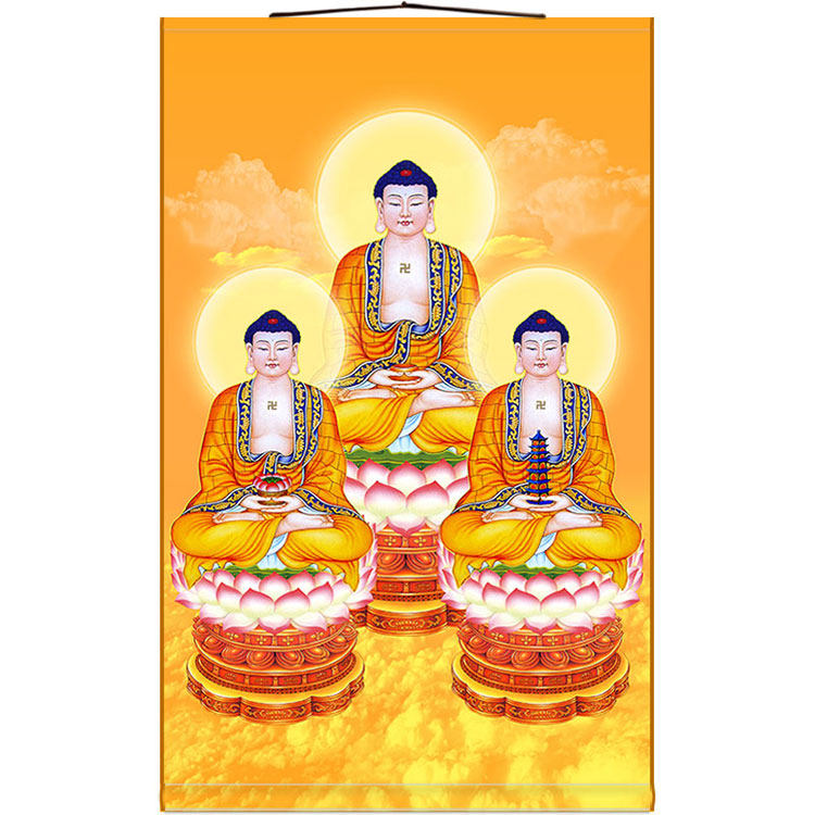 The Three Paver Buddha Tua Amitaba Buddhist Master Buddha Buddha Sakugami Buddha in the Buddha statue Buddha painted Buddha Hall Scrolls Hanging Paintings