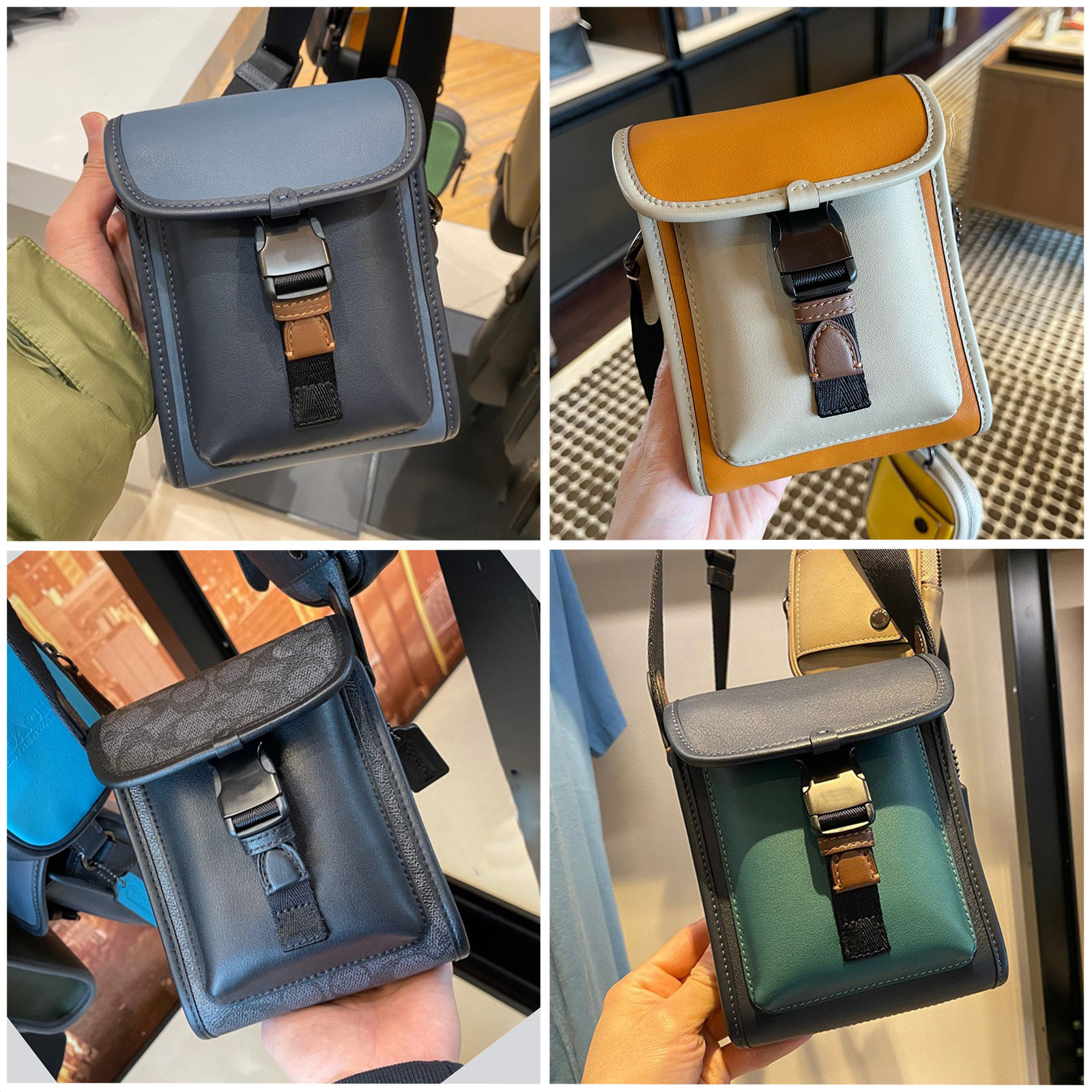 2021 new men's bag Charter two-in-one shoulder messenger bag leather mobile phone bag waist bag chest bag C2601