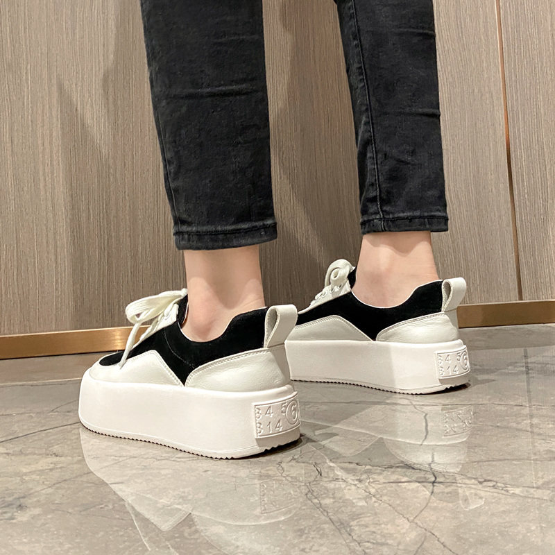 Goddess Dispensers Self-Leaving Net Red Old Daddy Shoes Ins Tide Genuine Leather Small White Shoes Casual Thick Bottom Pine Pastry Shoes