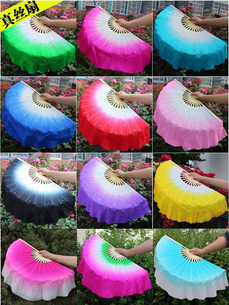 Yangko fan adult dance fan square monochrome double-sided performance gradient fan a pair of stage fans dancing fan