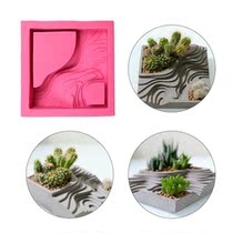 Silicone Flower Pot Mold Terraced Field Square Shape Succule
