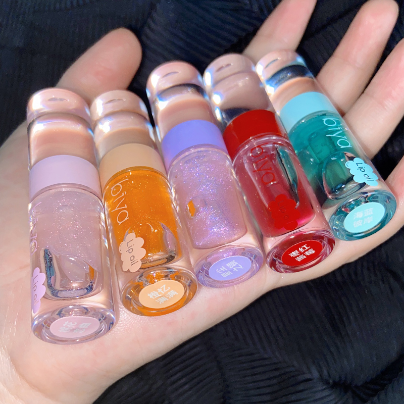 biya biya lipstick oil glass lip moisturizing and nourishing dead leather Lip Gloss Laminated mirror lip glazed beep lip