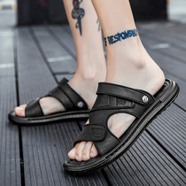 Beach shoes driving sandals mens summer 2021 new trend all-match outdoor mens dual-use slippers soft bottom deodorant