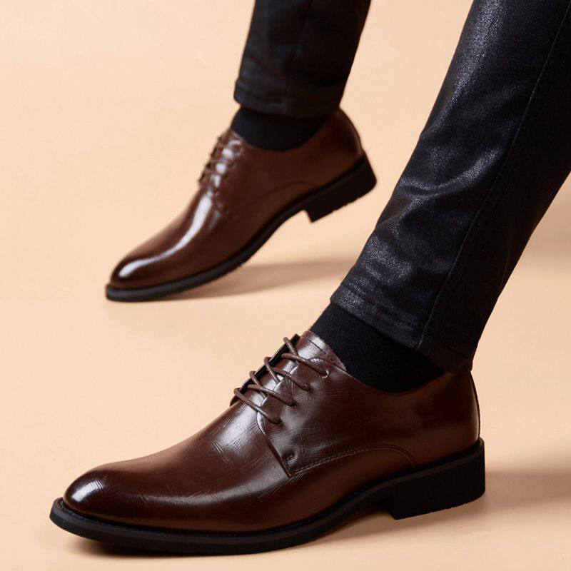 Shoes men business dress 2023 new spring British men's leather leisure soles increase Derby men's shoes