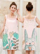 Japanese bath towels female summer can be worn with wrap-ins wind home pure cotton suction water bath skirt Breast Speed Dry without dropping Mao