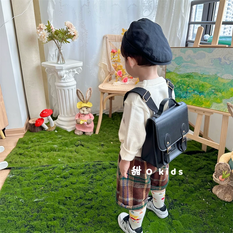 Ретро-рюкзак для мужчин и женщин, детский полиуретановый школьный рюкзак для раннего возраста